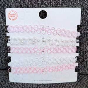 Wonder Nation Pastel Pink & White Stretch Choker 5 piece